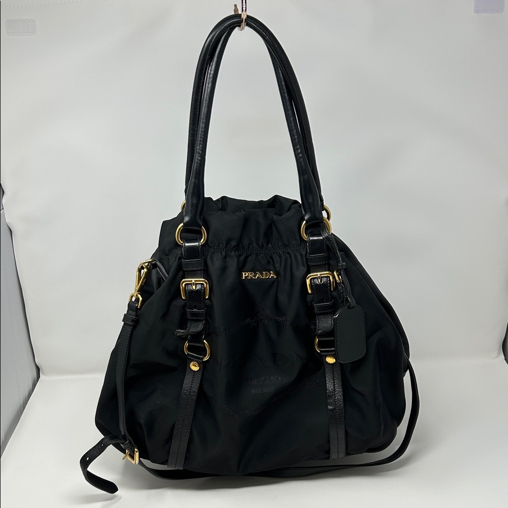 Prada Black Tessuto Nylon Bucket Bag